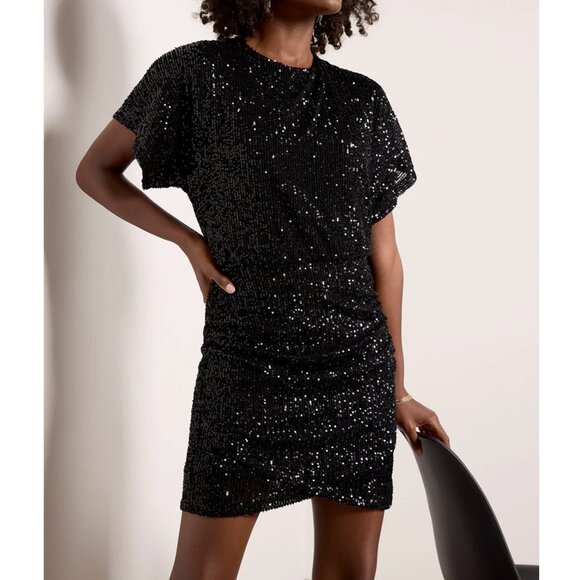 NWT Z SUPPLY Black Sequin Blouson Dolman Sleeve Dress from Evereve Size Large - Picture 1 of 5